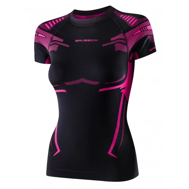 Dámské funkční triko Brubeck Dry s krátkým rukávem - Black/Graphite - Black/Fuchsia