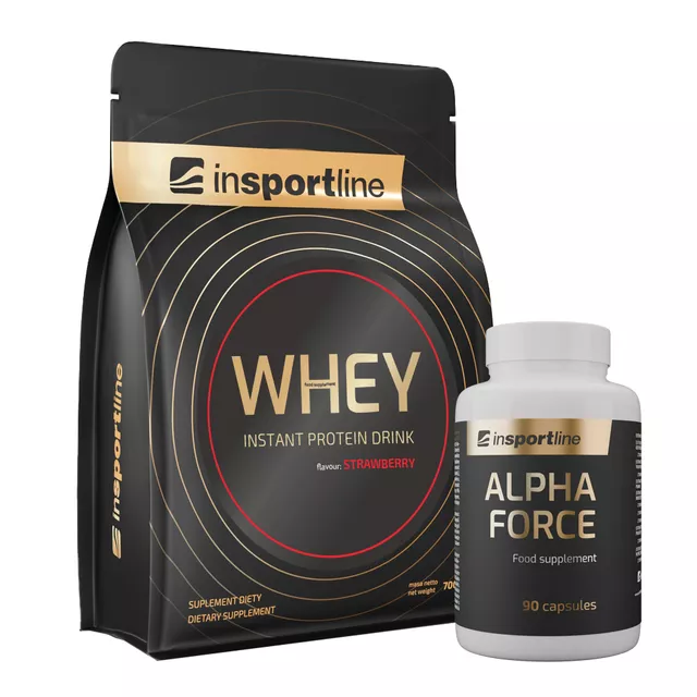 SADA: Protein inSPORTline WHEY 700g + Stimulant inSPORTline AlphaForce, 90 kapslí - jahoda