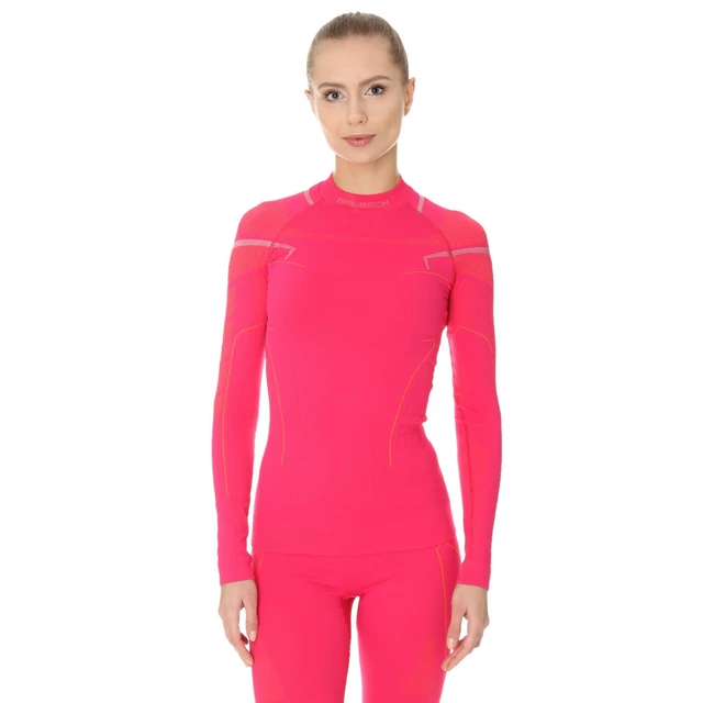 Dámské triko Brubeck Thermo s dlouhým rukávem - Black/Pink - Fuchsia