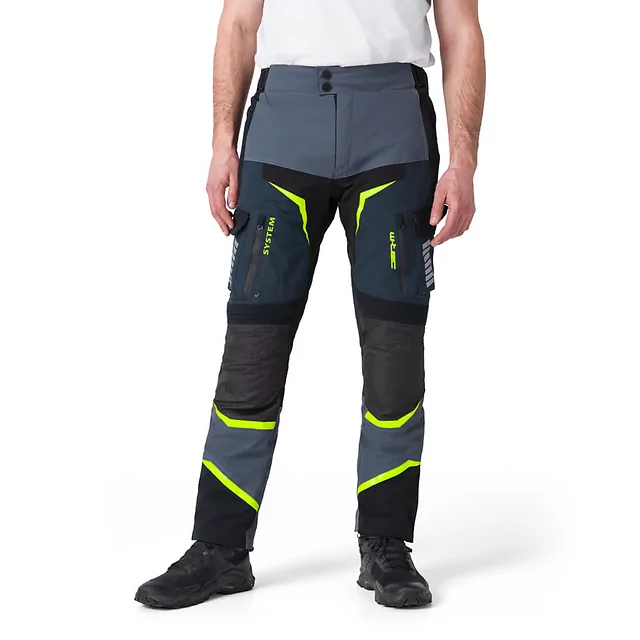 Moto kalhoty W-TEC Modock - černo-modro-fluo žlutá