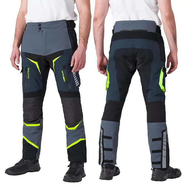 Moto kalhoty W-TEC Modock - černo-modro-fluo žlutá