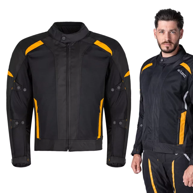 Pánská letní moto bunda W-TEC Tosheck - černo-žlutá - černo-žlutá