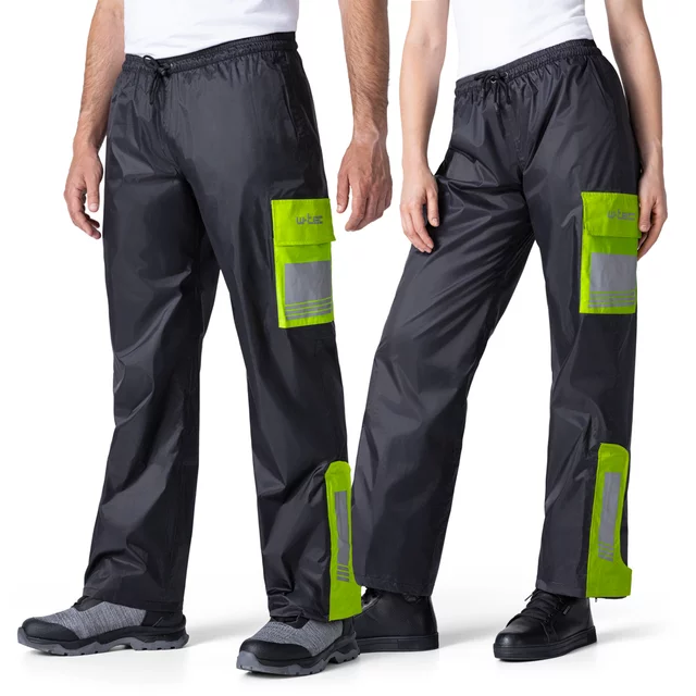 Pláštěnkové moto kalhoty W-TEC Colnari - černá-fluo zelená