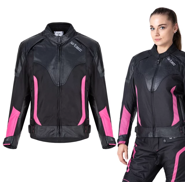 Dámská moto bunda W-TEC Durmana - černo-růžová