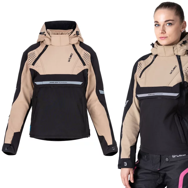 Dámská softshellová moto bunda W-TEC Annorack Lady - černo-písková - černo-písková