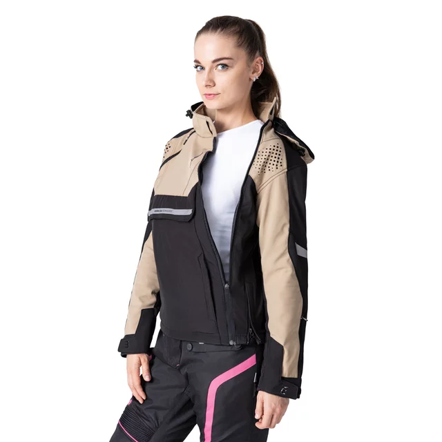 Dámská softshellová moto bunda W-TEC Annorack Lady - černo-písková