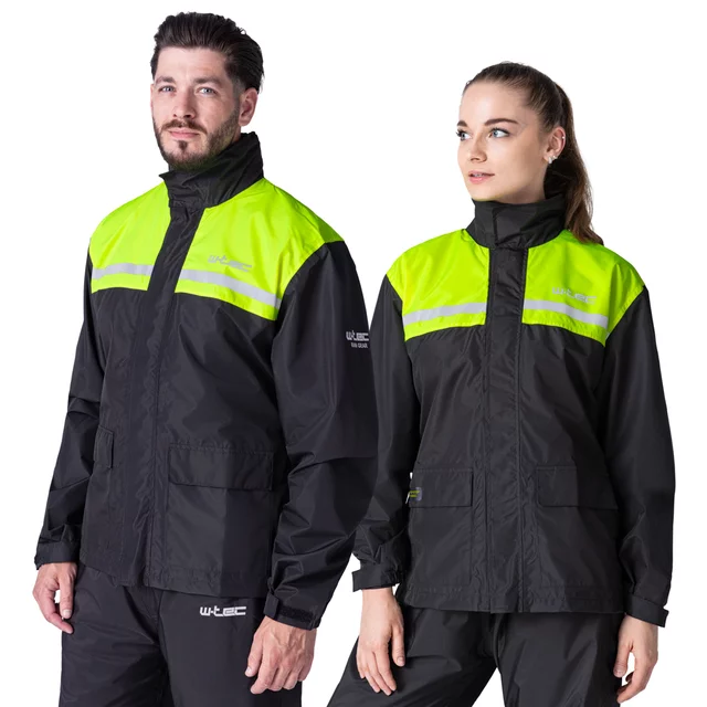 Moto pláštěnka W-TEC Rinstop - černá-fluo - černá-fluo