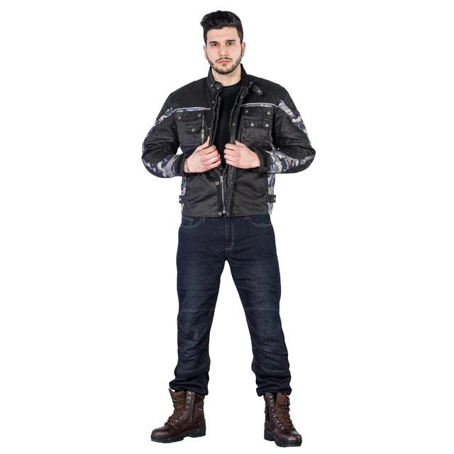 Moto jeansy W-TEC Pawted s nepromokavou membránou - tmavě modrá