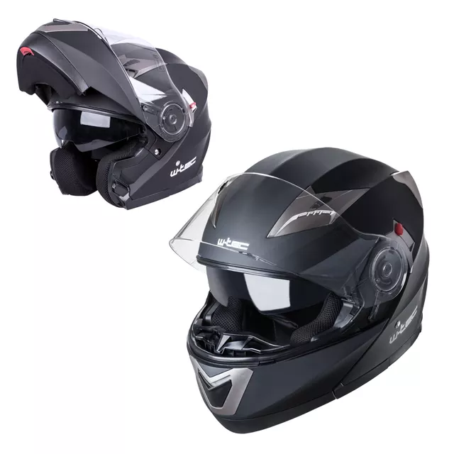 Výklopná moto přilba W-TEC Pezzon - bílo-bronzová - matně černá-bronzová