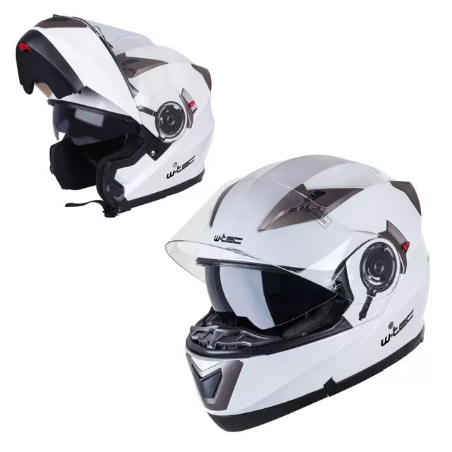 Výklopná moto přilba W-TEC Pezzon - bílo-bronzová - bílo-bronzová