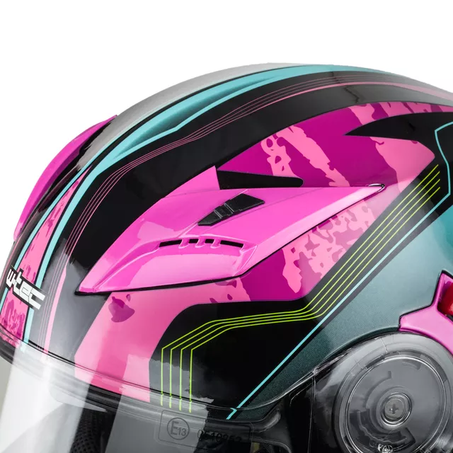 Výklopná moto přilba W-TEC Pezzon Magenta