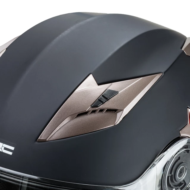 Výklopná moto přilba W-TEC Pezzon - bílo-bronzová