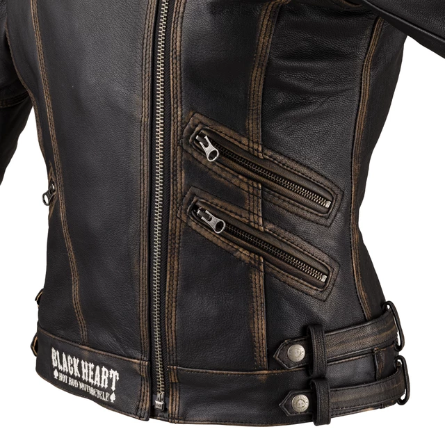 Dámská kožená moto bunda W-TEC Black Heart Lizza - 2.jakost - vintage hnědá