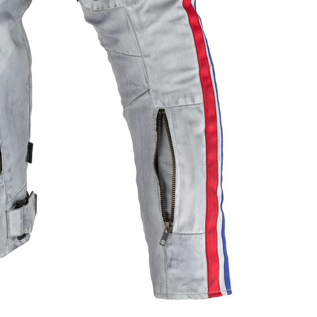 Pánská textilní bunda W-TEC 91 Cordura - bílá s červeným a modrým pruhem