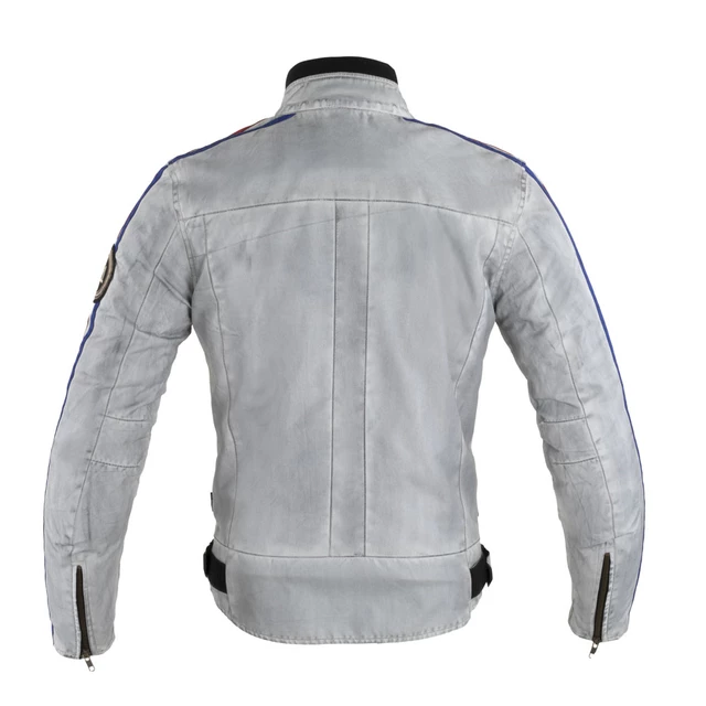 Pánská textilní bunda W-TEC 91 Cordura - bílá s červeným a modrým pruhem