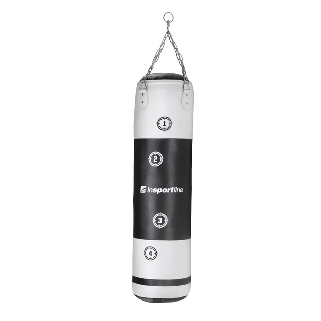Boxovací pytel inSPORTline Robkin 35x120cm / 33kg - černo-bílá