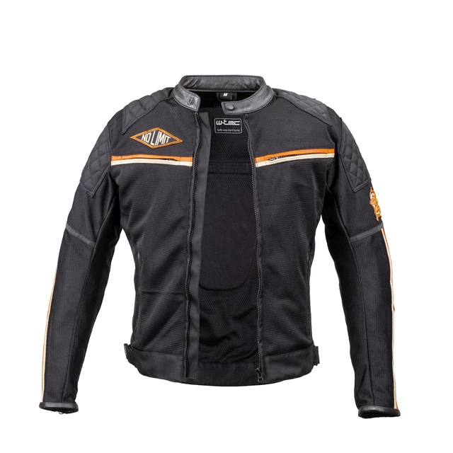 Letní moto bunda W-TEC 2Stripe - černo-béžovo-oranžová