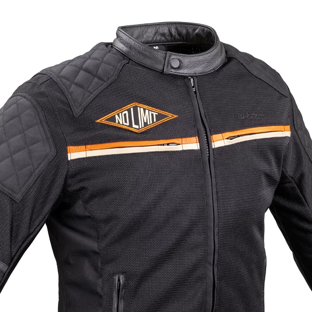 Letní moto bunda W-TEC 2Stripe - černo-béžovo-oranžová