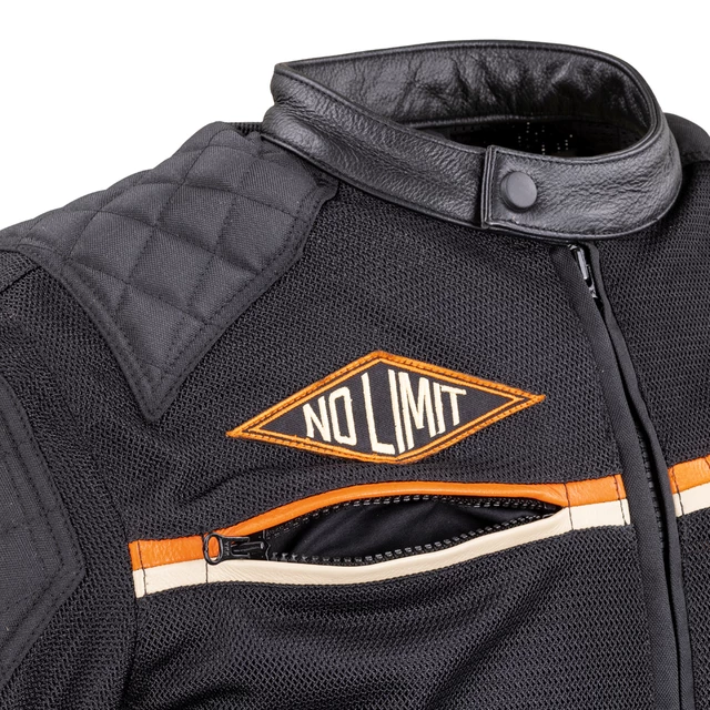 Letní moto bunda W-TEC 2Stripe - černo-béžovo-oranžová