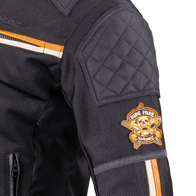 Letní moto bunda W-TEC 2Stripe - černo-béžovo-oranžová