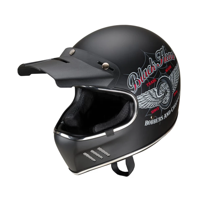 Moto přilba W-TEC Black Heart Retron - Simple Black - Angerwheel Black