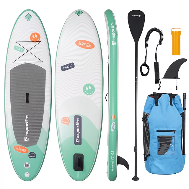 Paddleboard s příslušenstvím inSPORTline Wavelet 9'6" • 260l • do 80kg - zelená - zelená