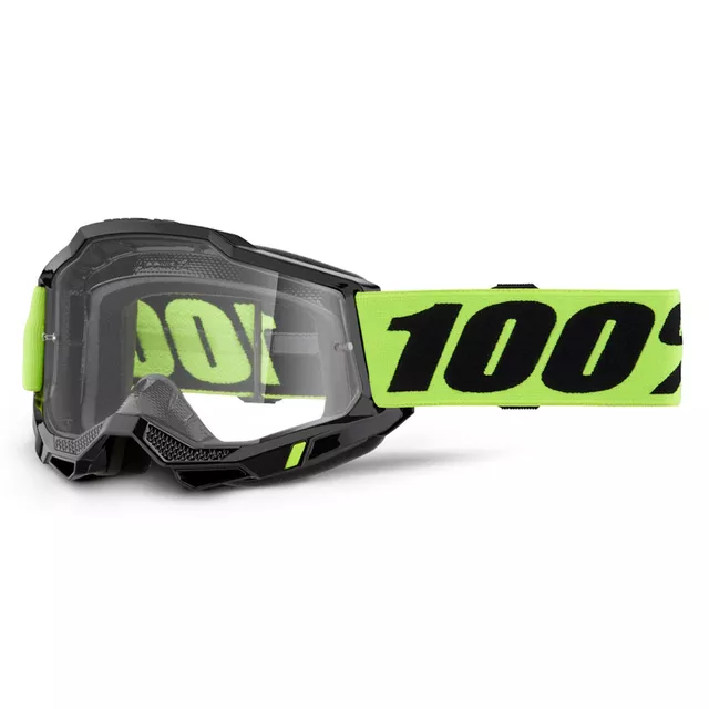 Motokrosové brýle 100% Accuri 2 - Scranton černá, čiré plexi - žlutá, čiré plexi