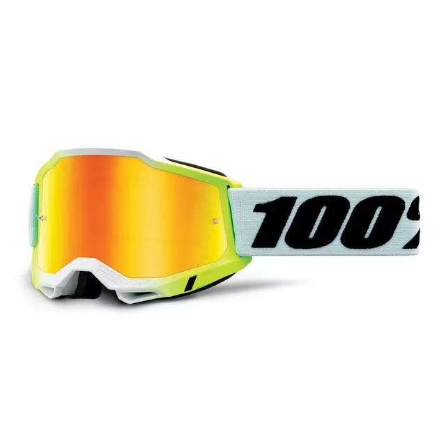 Motokrosové brýle 100% Accuri 2 Mirror - Wolg červená, zrcadlové plexi - Dunder bílo-zelená, zrcadlové plexi