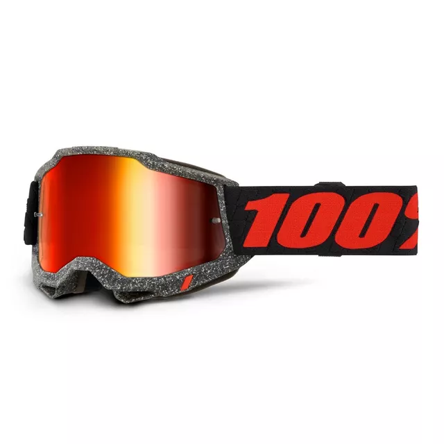 Motokrosové brýle 100% Accuri 2 Mirror - Wolg červená, zrcadlové plexi - Huaraki černá, zrcadlové plexi
