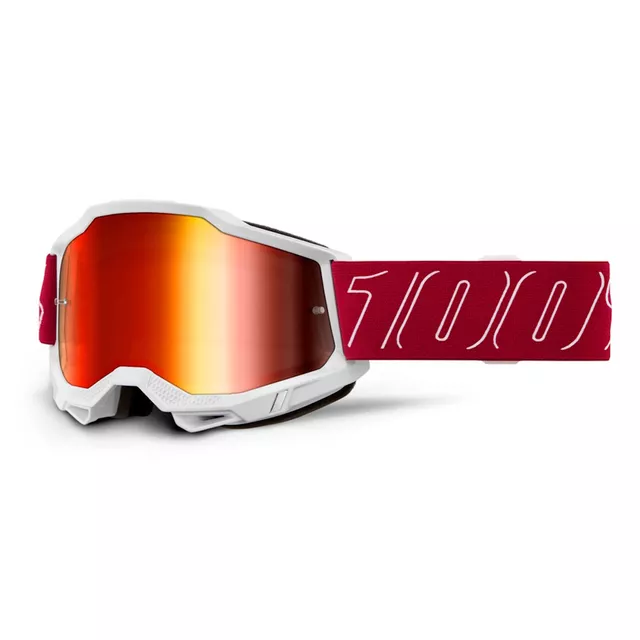 Motokrosové brýle 100% Accuri 2 Mirror - Wolg červená, zrcadlové plexi - Redline červená, zrcadlové plexi