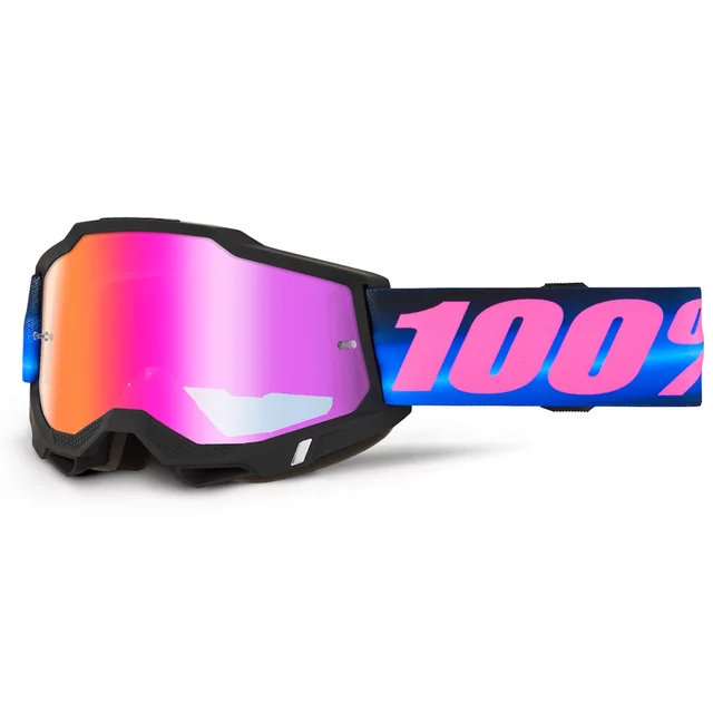 Motokrosové brýle 100% Accuri 2 Mirror - Wolg červená, zrcadlové plexi - Superdome modro-růžová, červené plexi