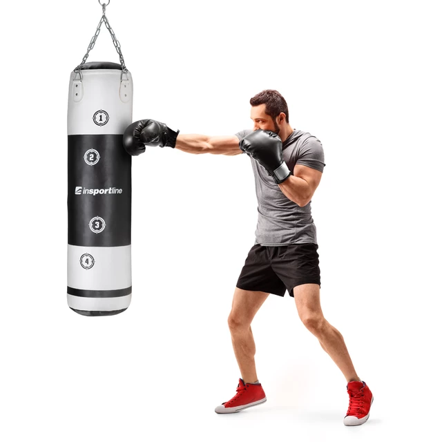 Boxovací pytel inSPORTline Robkin 35x120cm / 33kg - černo-bílá - černo-bílá