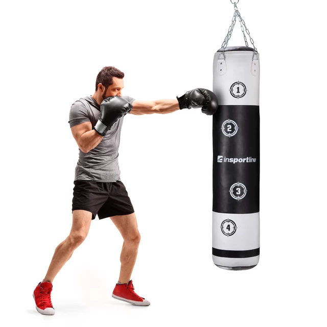 Boxovací pytel inSPORTline Robkin 35x150cm / 40kg - černo-bílá - černo-bílá