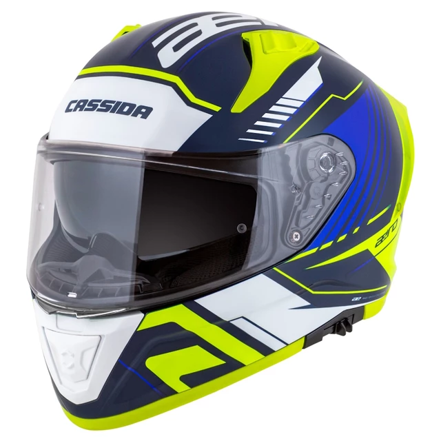 Moto přilba Cassida Aero Drome modrá/žlutá fluo/světle modrá/bílá