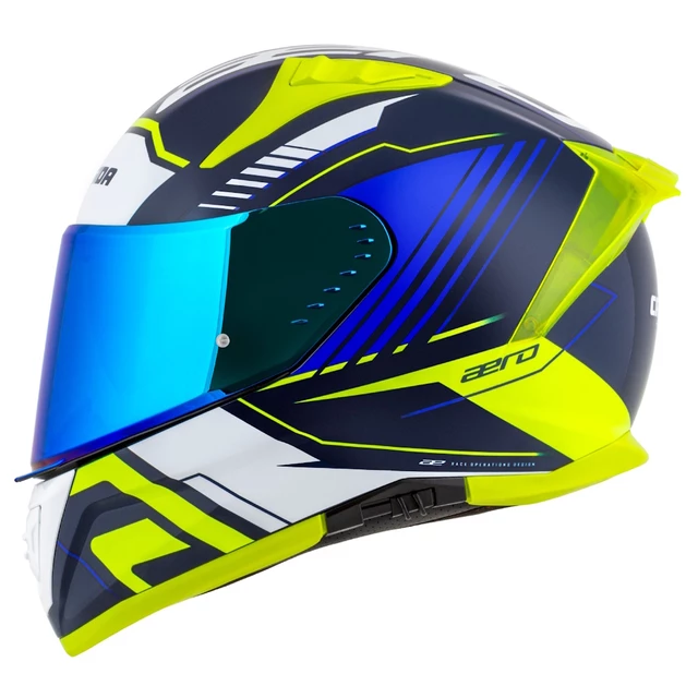 Moto přilba Cassida Aero Drome modrá/žlutá fluo/světle modrá/bílá