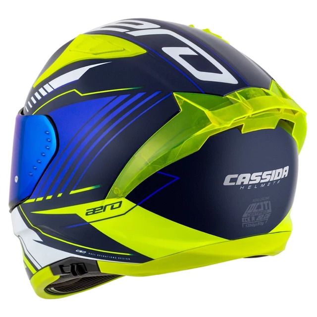 Moto přilba Cassida Aero Drome modrá/žlutá fluo/světle modrá/bílá