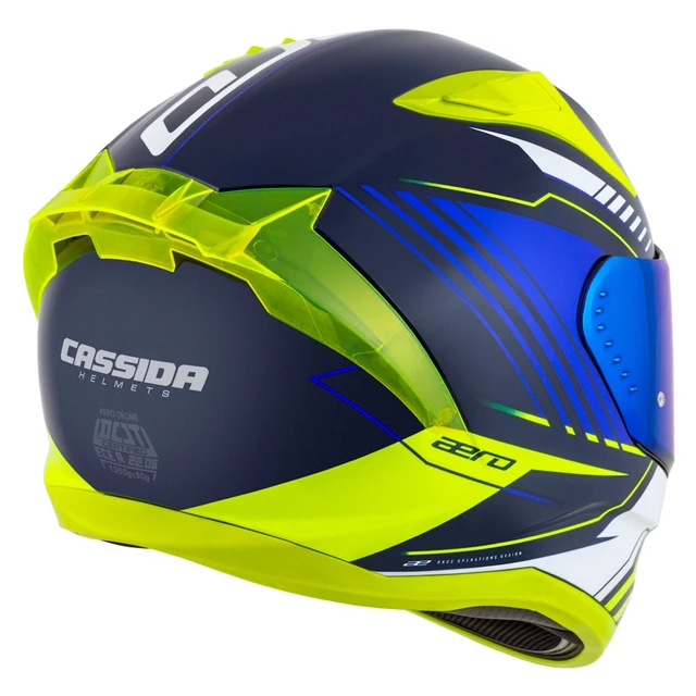 Moto přilba Cassida Aero Drome modrá/žlutá fluo/světle modrá/bílá