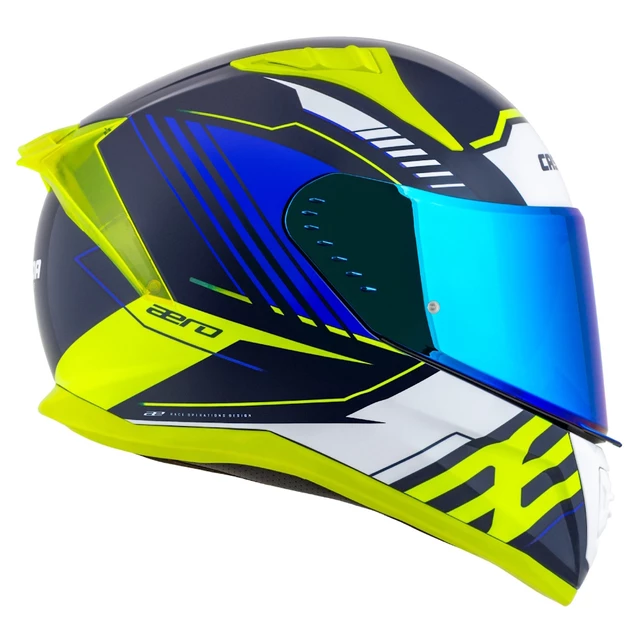 Moto přilba Cassida Aero Drome modrá/žlutá fluo/světle modrá/bílá