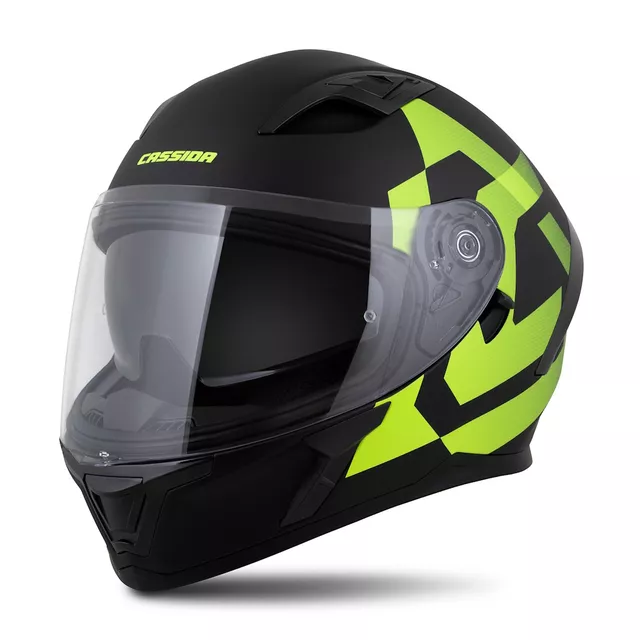 Moto přilba Cassida Orbit Grind černá matná/žlutá fluo