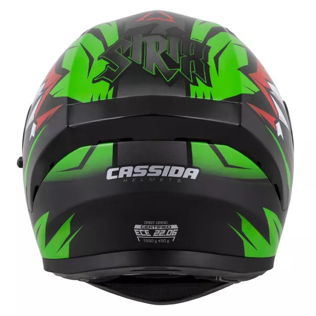 Moto přilba Cassida Orbit StriX červená/zelená/šedá/bílá/černá