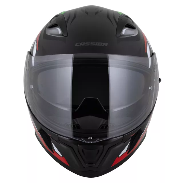 Moto přilba Cassida Orbit StriX červená/zelená/šedá/bílá/černá