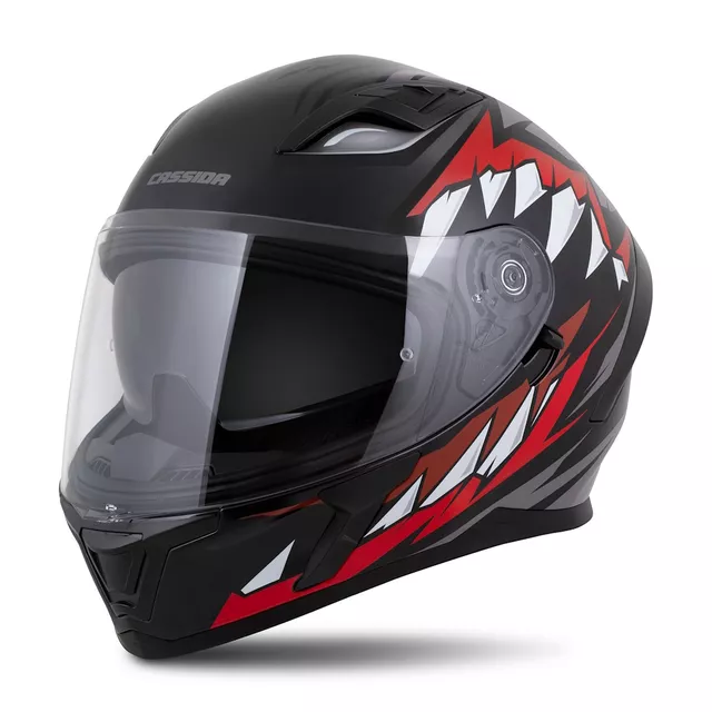 Moto přilba Cassida Orbit StriX červená/šedá/bílá/černá