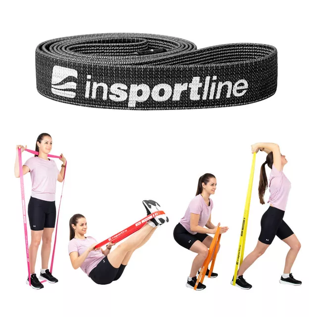 Posilovací guma inSPORTline Rand XXX Strong 208x3,3 cm / 17 kg - černá