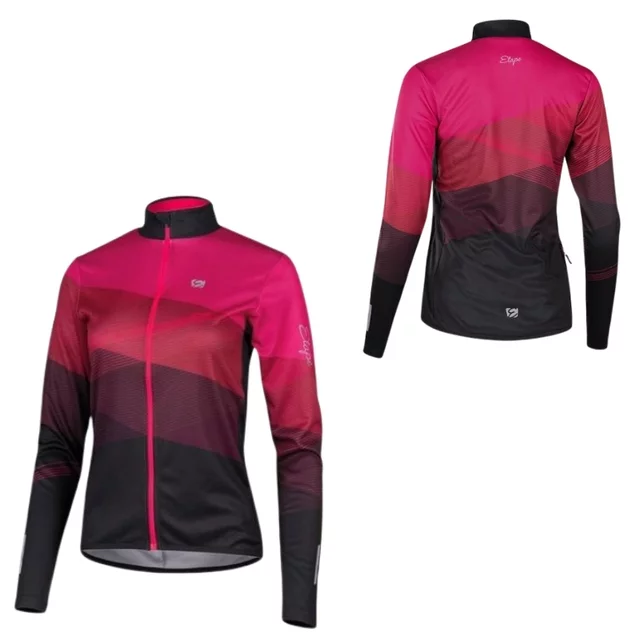 Dámský cyklistický dres s dlouhým rukávem Etape Gaia - magenta/černá - magenta/černá