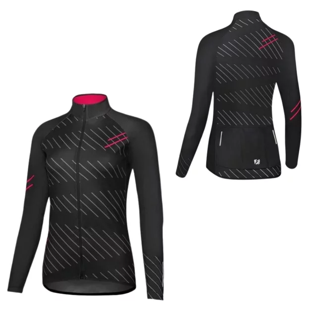 Dámský cyklistický dres s dlouhým rukávem Etape Gaia 2.0 - černá/růžová - černá/růžová