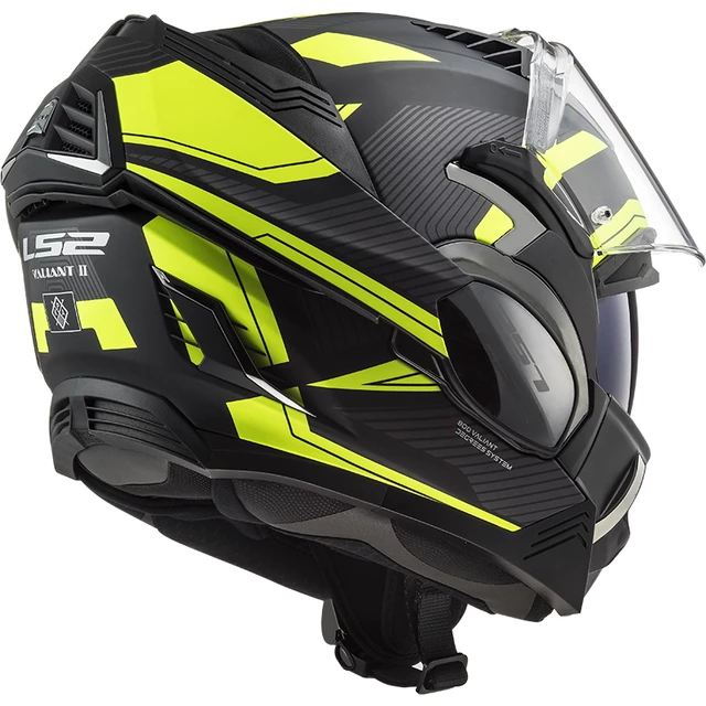 Překlopná moto přilba LS2 FF900 Valiant II Revo P/J - Matt Black H-V Yellow