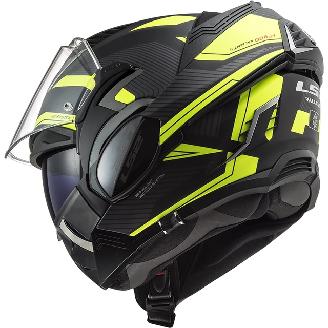 Překlopná moto přilba LS2 FF900 Valiant II Revo P/J - Matt Black H-V Yellow