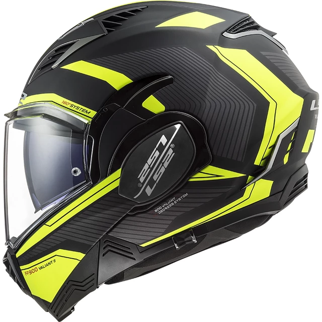 Překlopná moto přilba LS2 FF900 Valiant II Revo P/J - Matt Black H-V Yellow