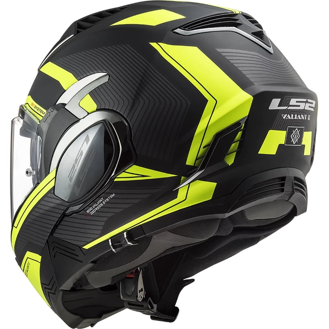 Překlopná moto přilba LS2 FF900 Valiant II Revo P/J - Matt Black H-V Yellow