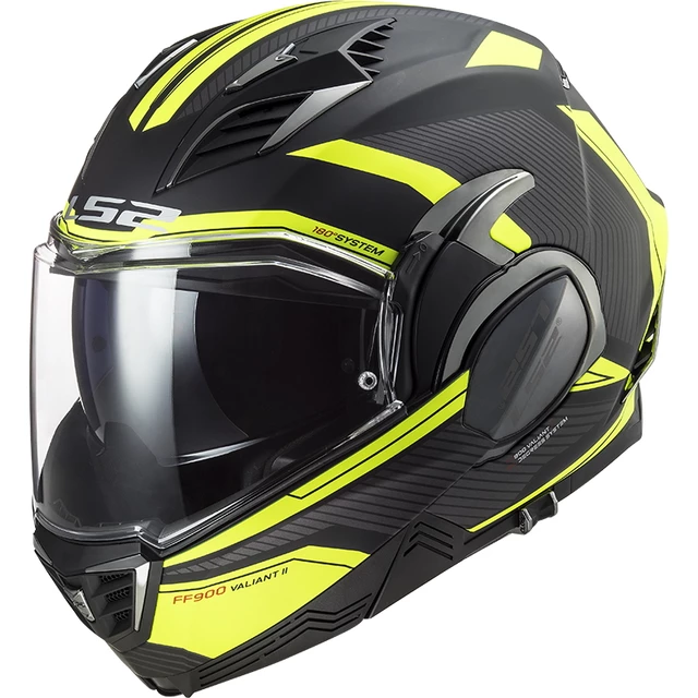Překlopná moto přilba LS2 FF900 Valiant II Revo P/J - Matt Black H-V Yellow - Matt Black H-V Yellow